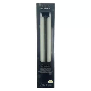Vela C/LED D2.2*24.5cm 2uni CREME Luz BRANCA Lisa