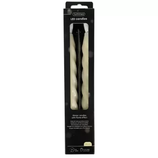 Vela C/LED D2.4*24.5cm 2uni CREME Luz BRANCA Torcida