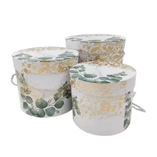 Cx C/Cordão FLORES D23*19cm 3uni AZUL/BR