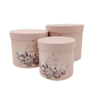 Cx TRUE LOVE 3uni D20*17cm ROSA C/Flores