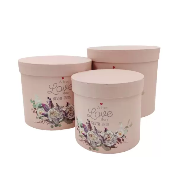 Cx TRUE LOVE 3uni D20*17cm ROSA C/Flores Cx TRUE LOVE 3uni D20*17cm ROSA C/Flores