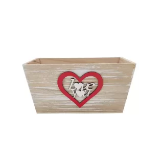 Cx MADEIRA C/Coração LOVE YOU 19.5*11*10cm (LL-14825)