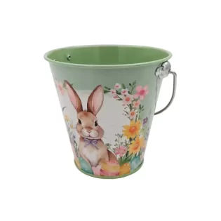 Balde ZINCO 12*12*11/18cm C/Coelho VERDE