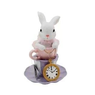 COELHO em CHÁVENA 25.2cm ROSA/PURPLE Poliresina