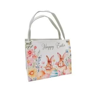 Saco HAPPY EASTER C/Coelhos 19*12*16/26cm
