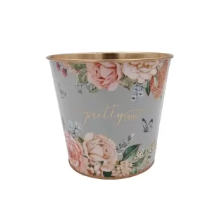 Vaso ZINCO Flores 15*15*14cm AZUL/COBRE